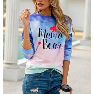 Deep Blue & Pink Tie-Dye
'Mama Bear' Long-Sleeve